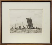 Lot 418 - FISHING BOATS OFF BOULONGE, A DRYPOINT BY WILLIAM LIONEL WYLLIE