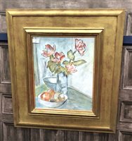 Lot 30- - A CONTEMPORARY STILL LIFE WITH FLOWERS