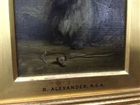 Lot 417 - STUDY OF A DOG, AN OIL BY ROBERT ALEXANDER