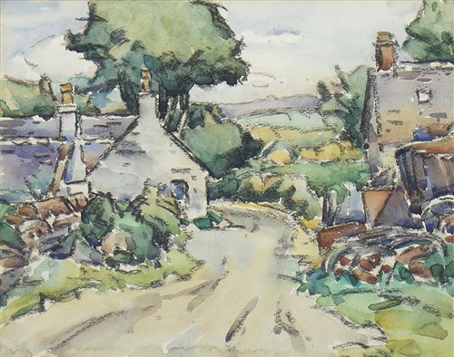 Lot 409 - GALLOWAY COTTAGE, A MIXED MEDIA BY ERNEST ARCHIBALD TAYLOR