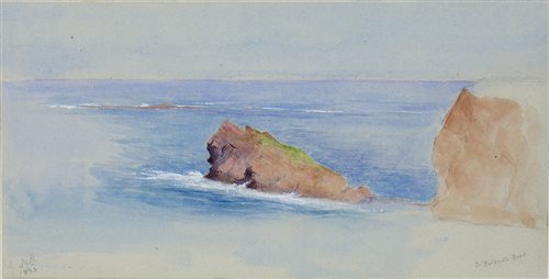 Lot 424 - ST BALDRED'S BOAT, A WATERCOLOUR BY ADELA 'ADA' DUNDAS