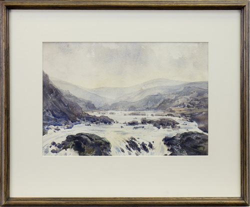 Lot 427 - RIVER IN SPATE, A WATERCOLOUR ATTRIBUTED TO ADRIAN BURY