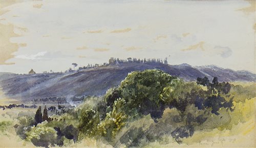 Lot 428 - DISTANT VIEW OF ROME, A WATERCOLOUR BY KEELEY HALSWELLE