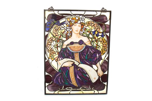 Lot 1627 - AN ATTRACTIVE STAINED GLASS PANEL