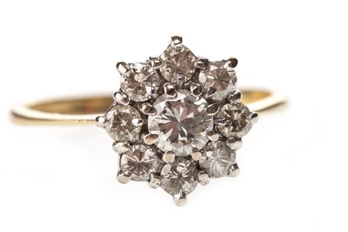 Lot 276 - A DIAMOND CLUSTER RING