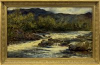 Lot 431 - RIVER IN SPATE, AN OIL BY GEORGE PAUL CHALMERS