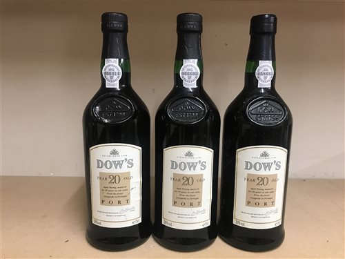 Lot 39 - THREE BOTTLES OF DOW'S 20 YEAR OLD TAWNY PORT