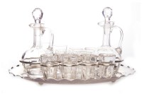 Lot 337 - PLATED LIQUER TRAY WITH CRYSTAL JUGS AND SHOT...