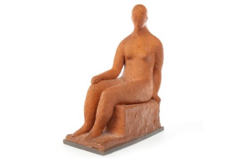 Lot 515 - SEATED FIGURE, A CLAY SCULPTURE BY HANNAH FRANK