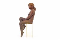 Lot 516 - A CLAY SCULPTURE OF A NUDE SEATED GIRL, BY WALTER AWLSON
