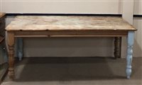 Lot 150 - A LARGE PINE FARMHOUSE DINING TABLE