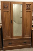 Lot 152 - A VICTORIAN MIRROR DOOR WARDROBE AND A DRESSING CHEST