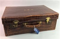 Lot 158 - A VINTAGE LEATHER TRAVELLING CASE
