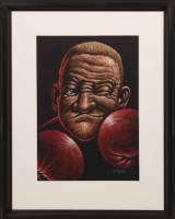 Lot 2399 - GRAHAM H D MCKEAN, THE BOXER pastel on paper,...