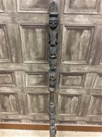 Lot 1129 - AN AFRICAN CARVED WOOD STAFF