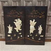 Lot 1099 - A PAIR OF EARLY 20TH CENTURY JAPANESE LACQUERED PANELS