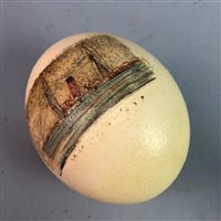 Lot 271 - A PAINTED EGG, NAPKIN RINGS AND DECORATIVE LAMPS