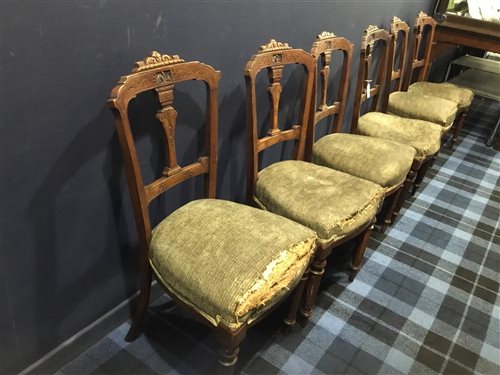Lot 235 - A SET OF SIX UPHOLSTERED DINING CHAIRS