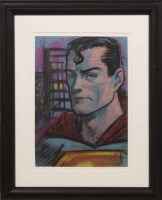 Lot 2413 - * FRANK MCFADDEN, SUPERMAN pastel on paper,...