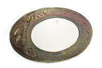 Lot 1630 - AN ARTS & CRAFTS STYLE OVAL WALL MIRROR