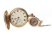 Lot 814 - A GOLD PLATED POCKET WATCH AND A LADY'S GOLD WATCH