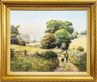 Lot 605 - ONE MAN AND HIS DOG, AN OIL BY WILLIAM R (BILL) MAKINSON