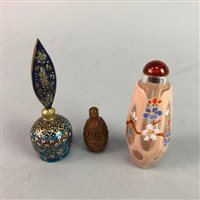 Lot 291 - AN ENAMEL SCENT BOTTLE AND TWO SNUFF BOTTLES