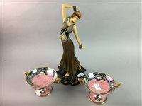 Lot 319 - A LLADRO FIGURE, AN ART DECO STYLE FIGURE AND TWO DISHES