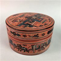 Lot 334 - A BURMESE RED LACQUERED STORAGE BOX