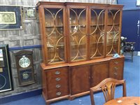 Lot 336 - A DISPLAY CABINET, DINING TABLE AND SIX CHAIRS