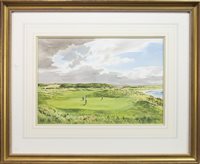Lot 83 - "GOATFELL", 8TH HOLE, AILSA COURSE, TURNBUERRY, A WATERCOLOUR BY KENNETH REED