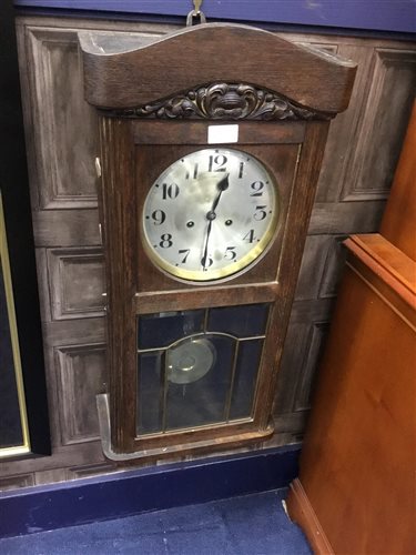 Lot 255 - A DROP DIAL WALL CLOCK ALONG WITH A GLOBE