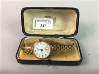 Lot 347 - A NINE CARAT GOLD LADIES OMEGA WATCH