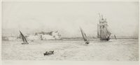 Lot 449 - A PAIR OF MARITIME SCENES, DRYPOINTS BY WILLIAM LIONEL WYLLIE
