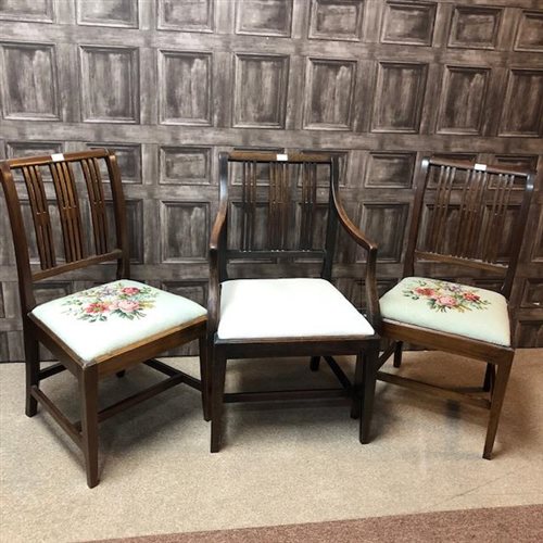 Lot 186 - A LOT OF TWO BEDROOM CHAIRS WITH MATCHING CARVER CHAIR - NIL VALUE