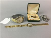 Lot 13 - A LADY'S ROTARY WATCH ALONG WITH ANOTHER WATCH, A TIE PIN AND A BROOCH