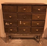 Lot 145 - A CHEST OF OAK INDEX DRAWERS