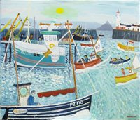 Lot 686 - PW167 AT NEWLYN, AN OIL BY ALAN FURNEAUX