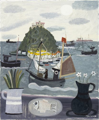 Lot 636 - ST MICHAEL'S MOUNT WITH DAISIES, AN OIL BY ALAN FURNEAUX