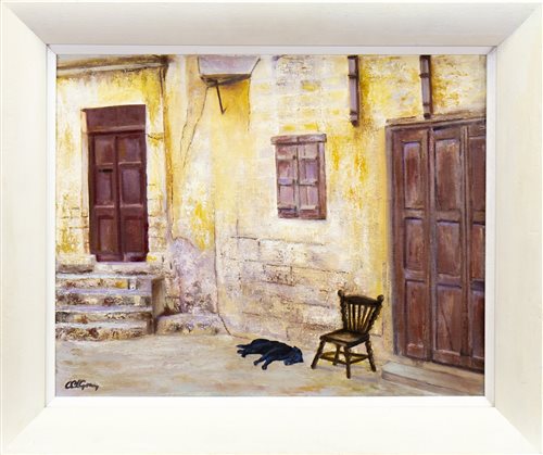 Lot 663 - FORGOTTEN CORNER IN OLD RHODES TOWN, AN OIL BY ALICK GRAY