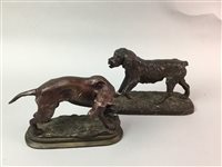 Lot 82 - A LOT OF TWO BRONZE DOG FIGURES