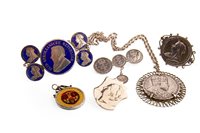 Lot 504 - A GROUP OF COIN SET JEWELLERY
