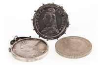 Lot 505 - TWO VICTORIAN SILVER COINS AND A LATER CROWN