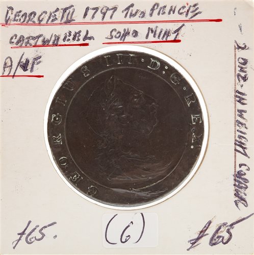 Lot 516 - A CARTWHEEL TWO PENCE COIN, 1797