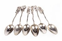 Lot 1137 - A LOT OF SIX CHINESE SILVER TEASPOONS