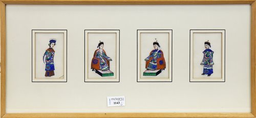 Lot 1143 - A COLLECTION OF CHINESE PAINTINGS ON RICE PAPER