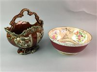 Lot 42 - A CERAMIC FRUIT BOWL, A COMPORT AND TWO VASES