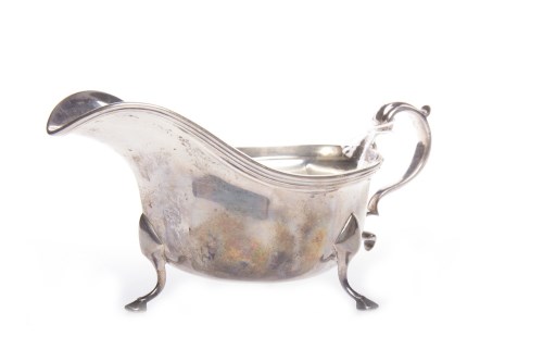 Lot 345 - GEORGE V SILVER SAUCE BOAT makers mark rubbed,...
