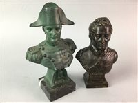 Lot 94 - A LOT OF TWO BRONZED BUSTS OF WELLINGTON AND NAPOLEON