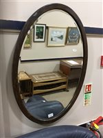 Lot 164 - AN OAK OVAL WALL MIRROR